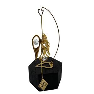 KG & C Inc. Austrian Crystal 24K Gold Plated Angel Suncatcher W Stand NWT NEW
